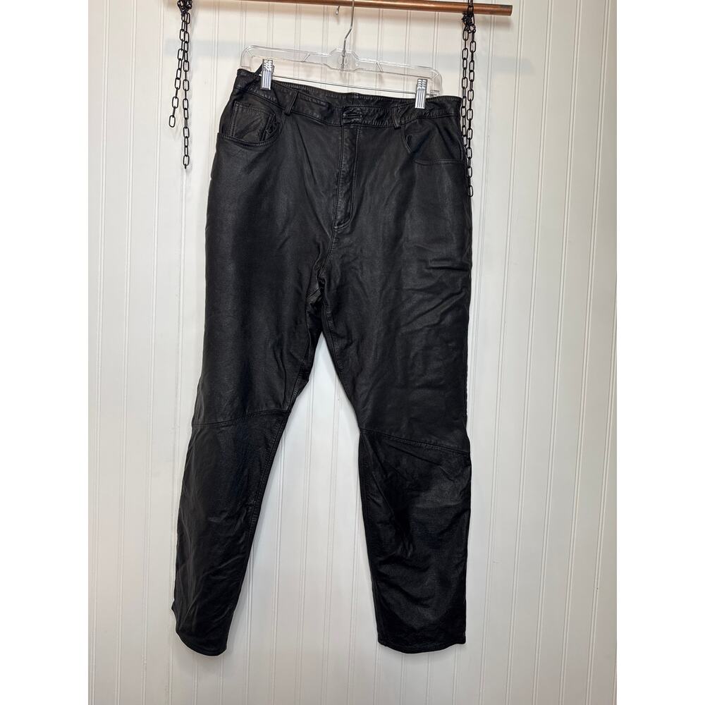 Lew Magram Womens Pants Leather Biker Grunge Black Lined Straight Leg Size 16